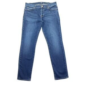7 For All Mankind Josefina Skinny Boyfriend Jeans Dark Wash‎ Sz 28 Fits 31"